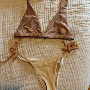 Aerie Brown and Gold Bikini